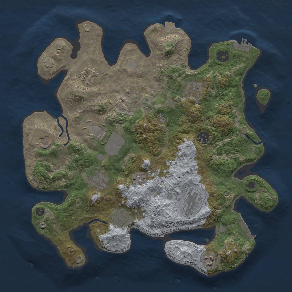 Rust Map: Procedural Map, Size: 3500, Seed: 1692834133, 17 Monuments