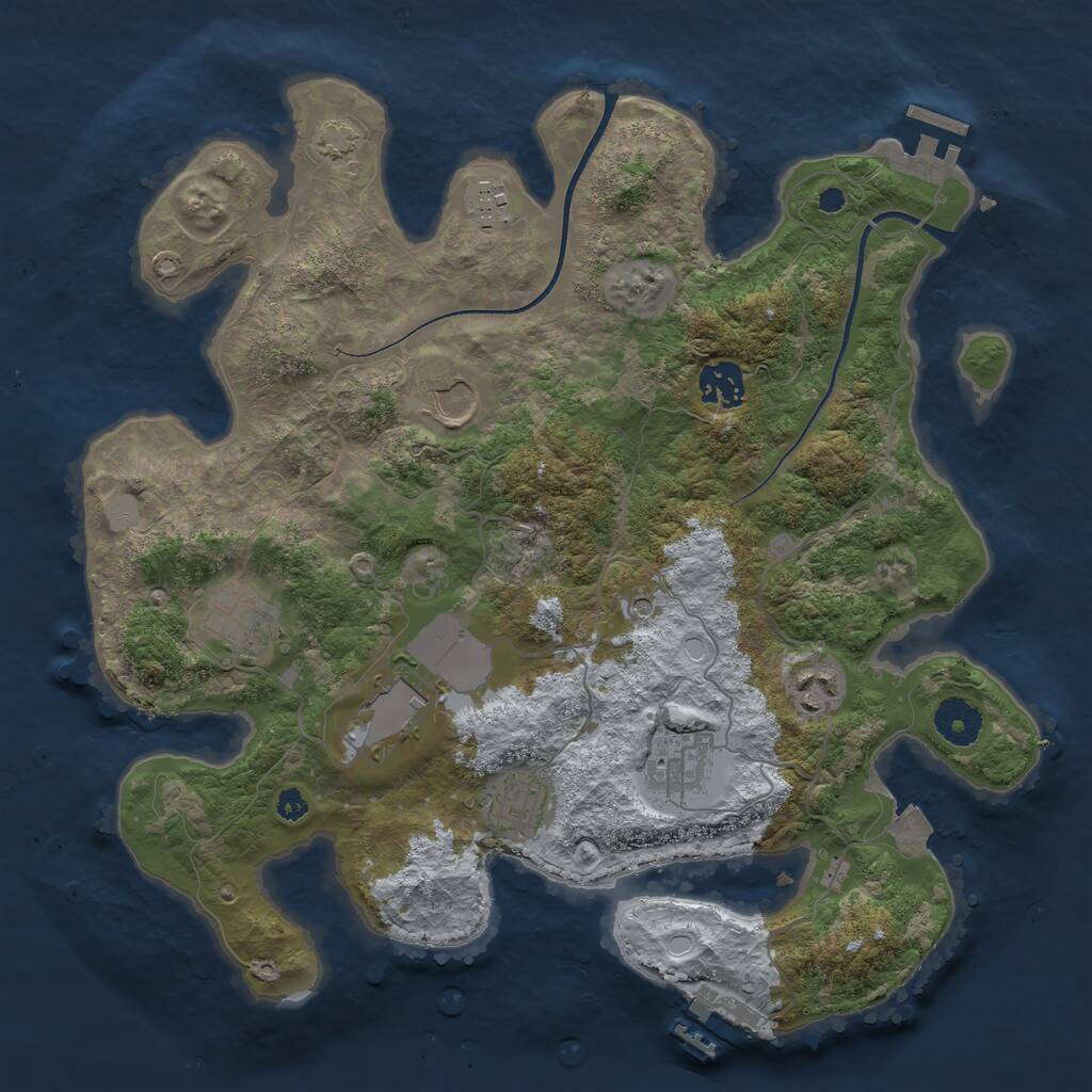 Rust Map: Procedural Map, Size: 3500, Seed: 1692834133, 13 Monuments