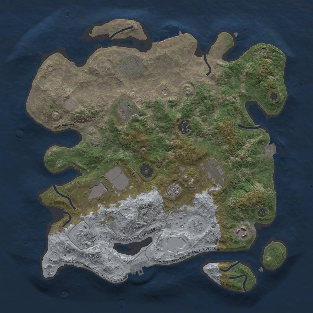 Rust Map: Procedural Map, Size: 3500, Seed: 32335, 16 Monuments
