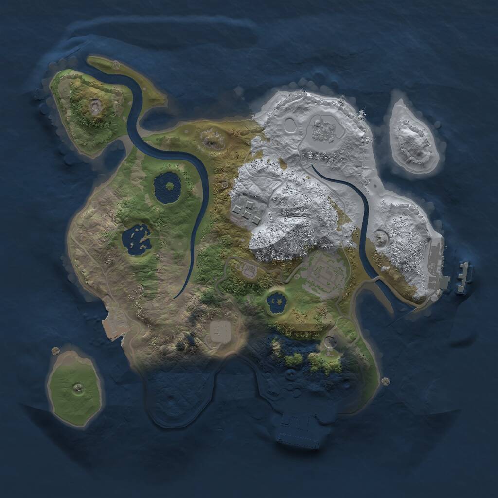 Rust Map: Procedural Map, Size: 2500, Seed: 377848458, 8 Monuments