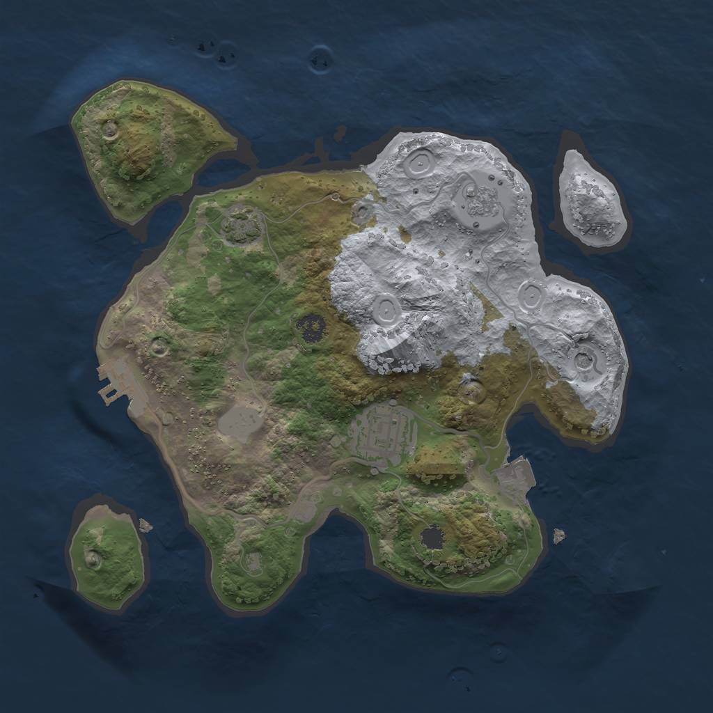 Rust Map: Procedural Map, Size: 2500, Seed: 377848458, 8 Monuments