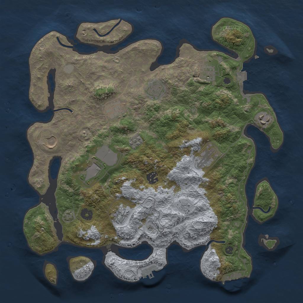 Rust Map: Procedural Map, Size: 3750, Seed: 41393651, 18 Monuments