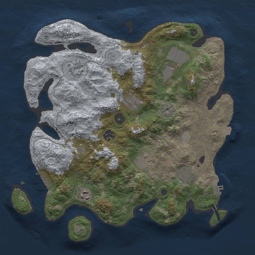 Rust Map: Procedural Map, Size: 3500, Seed: 120000, 15 Monuments