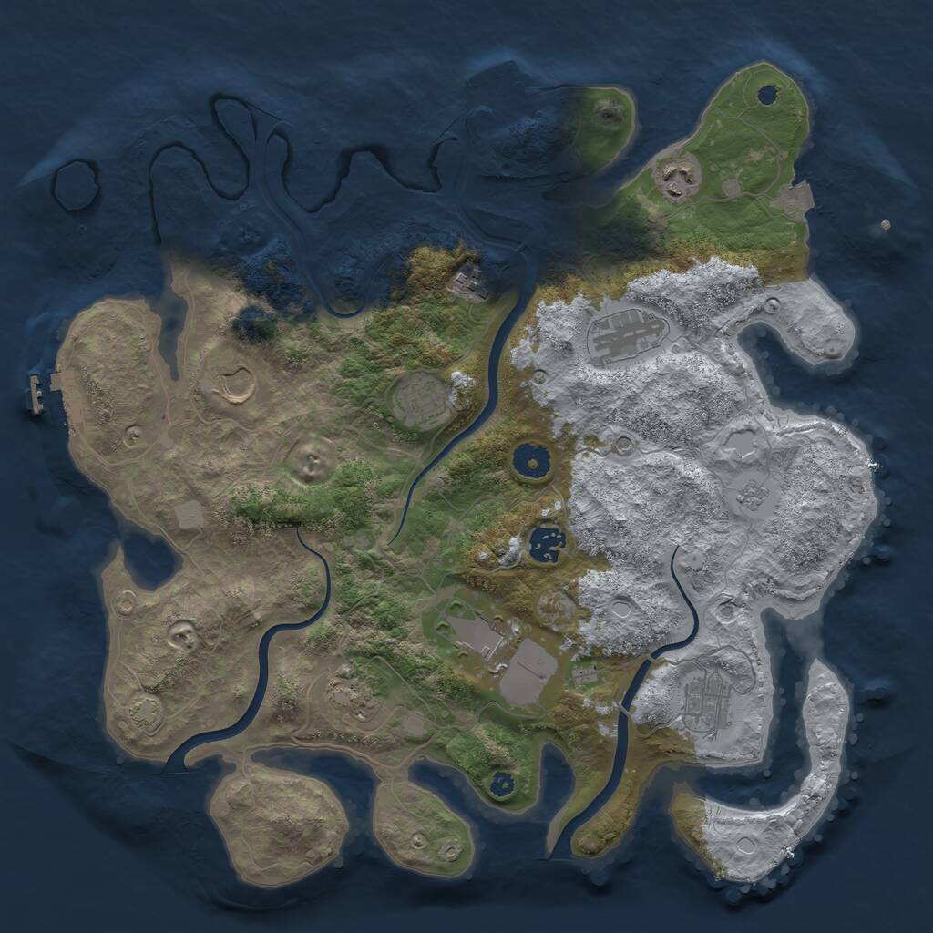 Rust Map: Procedural Map, Size: 3850, Seed: 1402111834, 15 Monuments