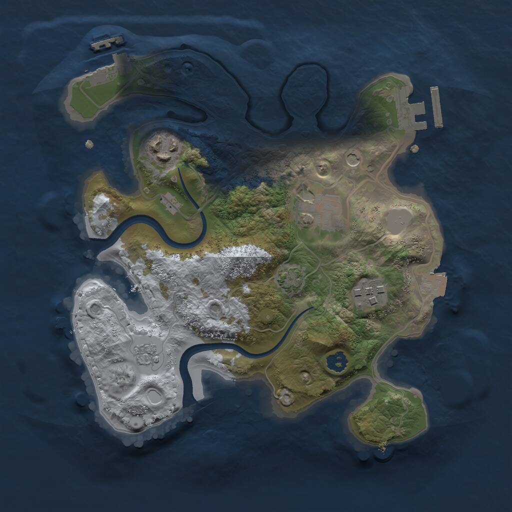Rust Map: Procedural Map, Size: 2500, Seed: 292311086, 9 Monuments
