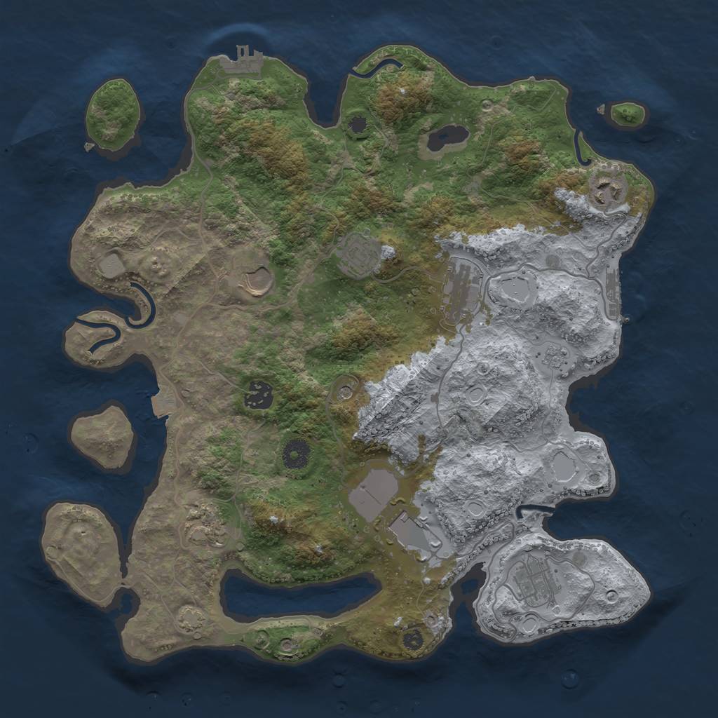 Rust Map: Procedural Map, Size: 3650, Seed: 86863586, 16 Monuments