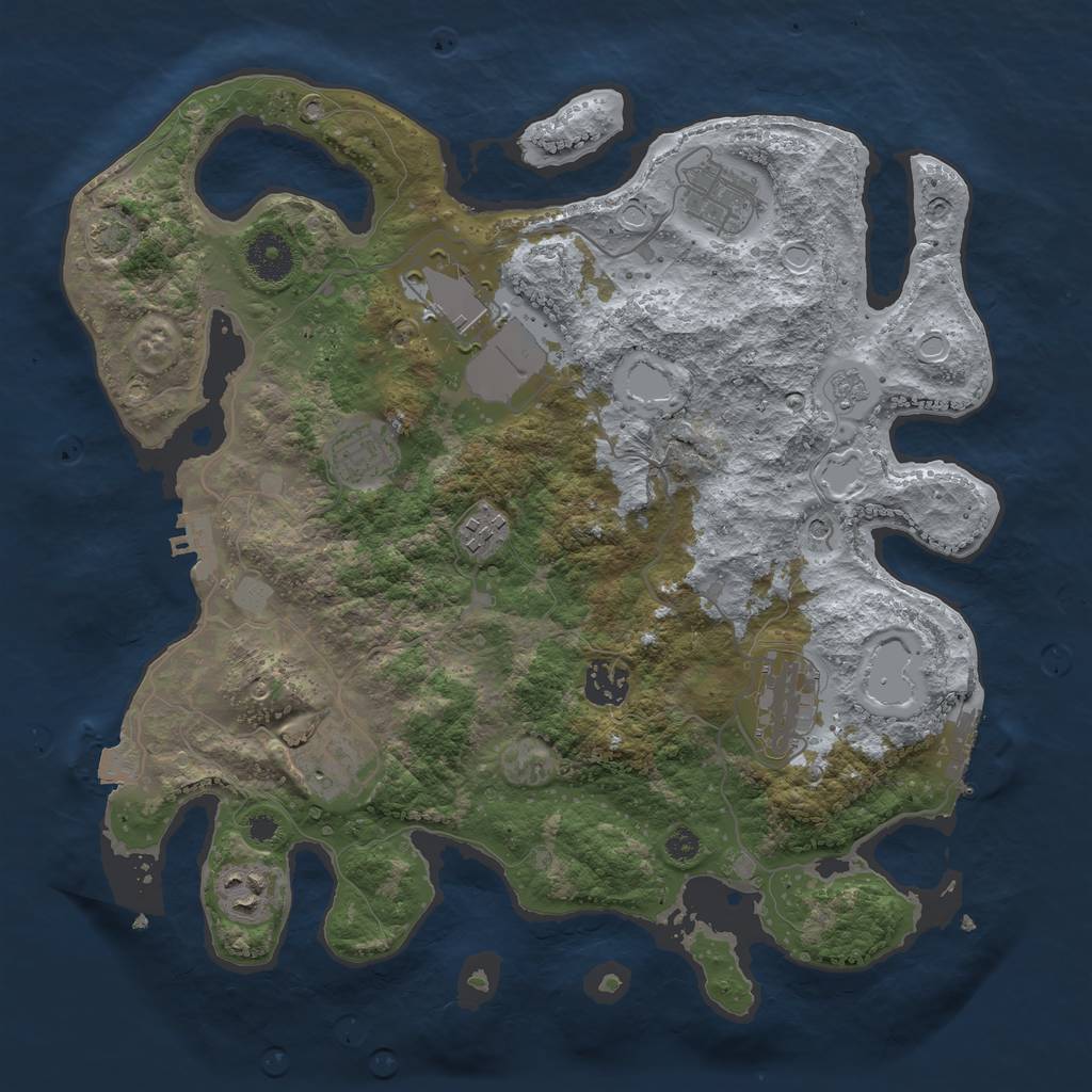 Rust Map: Procedural Map, Size: 3500, Seed: 354325643, 16 Monuments