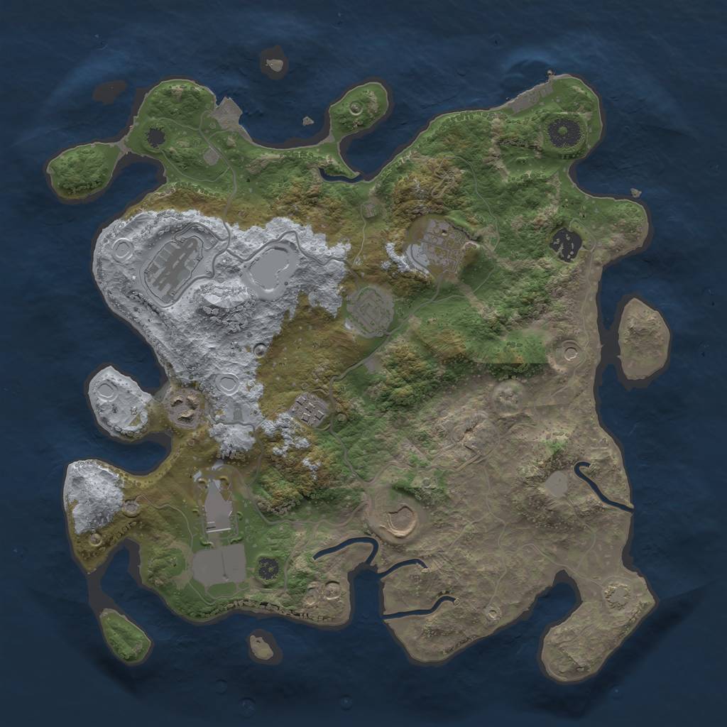 Rust Map: Procedural Map, Size: 3500, Seed: 886791247, 14 Monuments