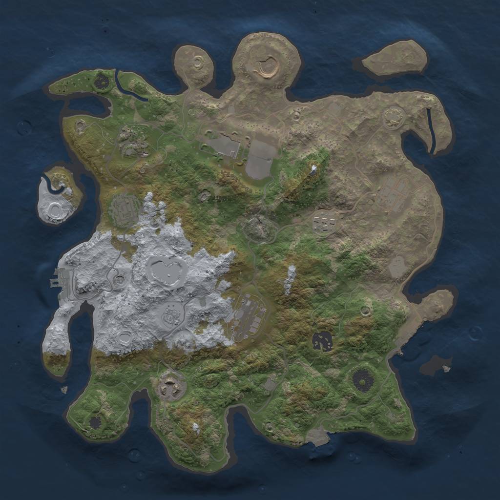 Rust Map: Procedural Map, Size: 3500, Seed: 325235356, 17 Monuments
