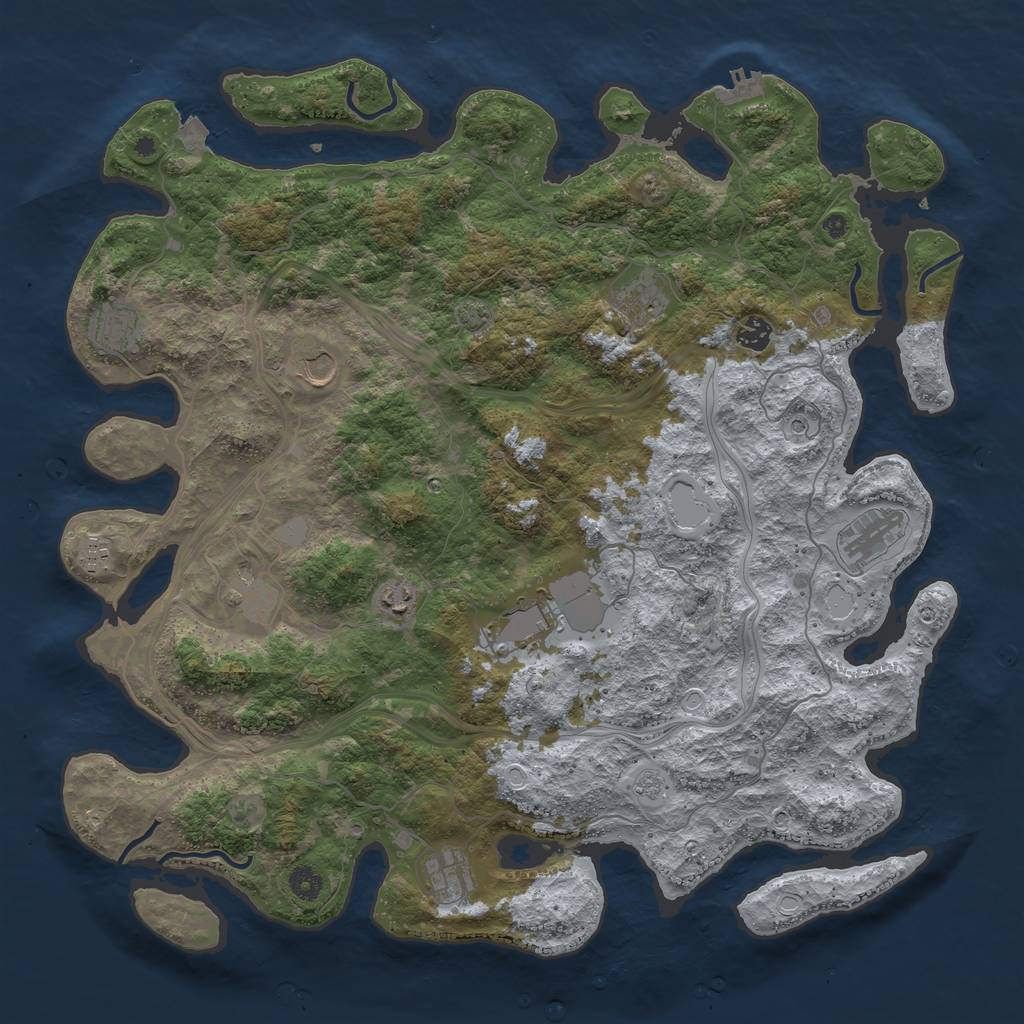 Rust Map: Procedural Map, Size: 4500, Seed: 138, 17 Monuments