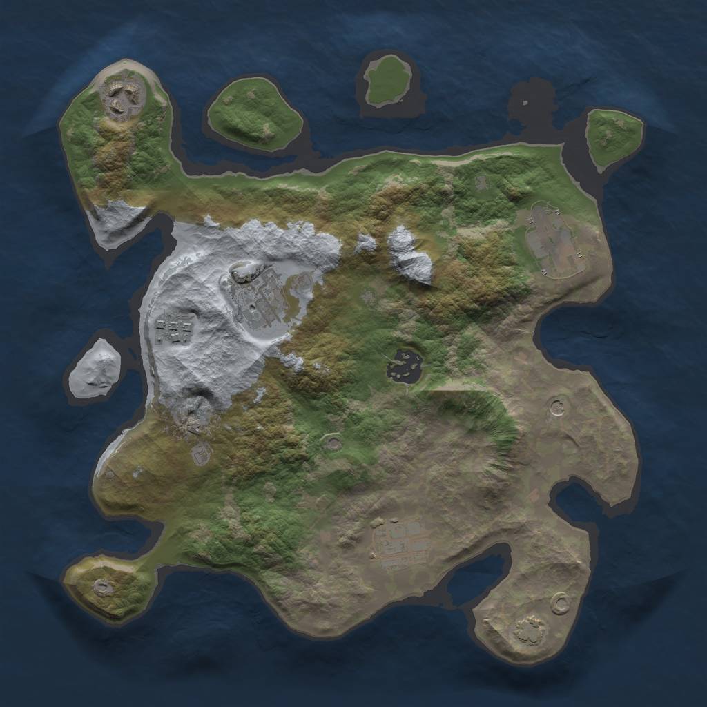Rust Map: Barren, Size: 3000, Seed: 654321, 10 Monuments