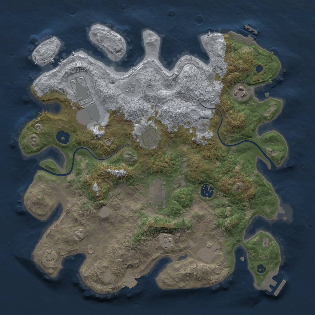 Rust Map: Procedural Map, Size: 3500, Seed: 591194095, 13 Monuments