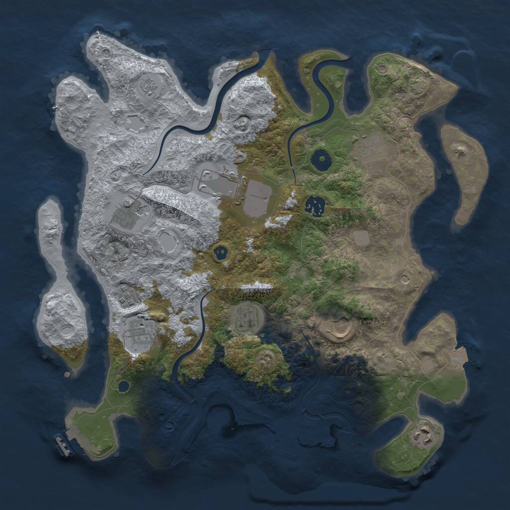 Rust Map: Procedural Map, Size: 3700, Seed: 1983208317, 15 Monuments