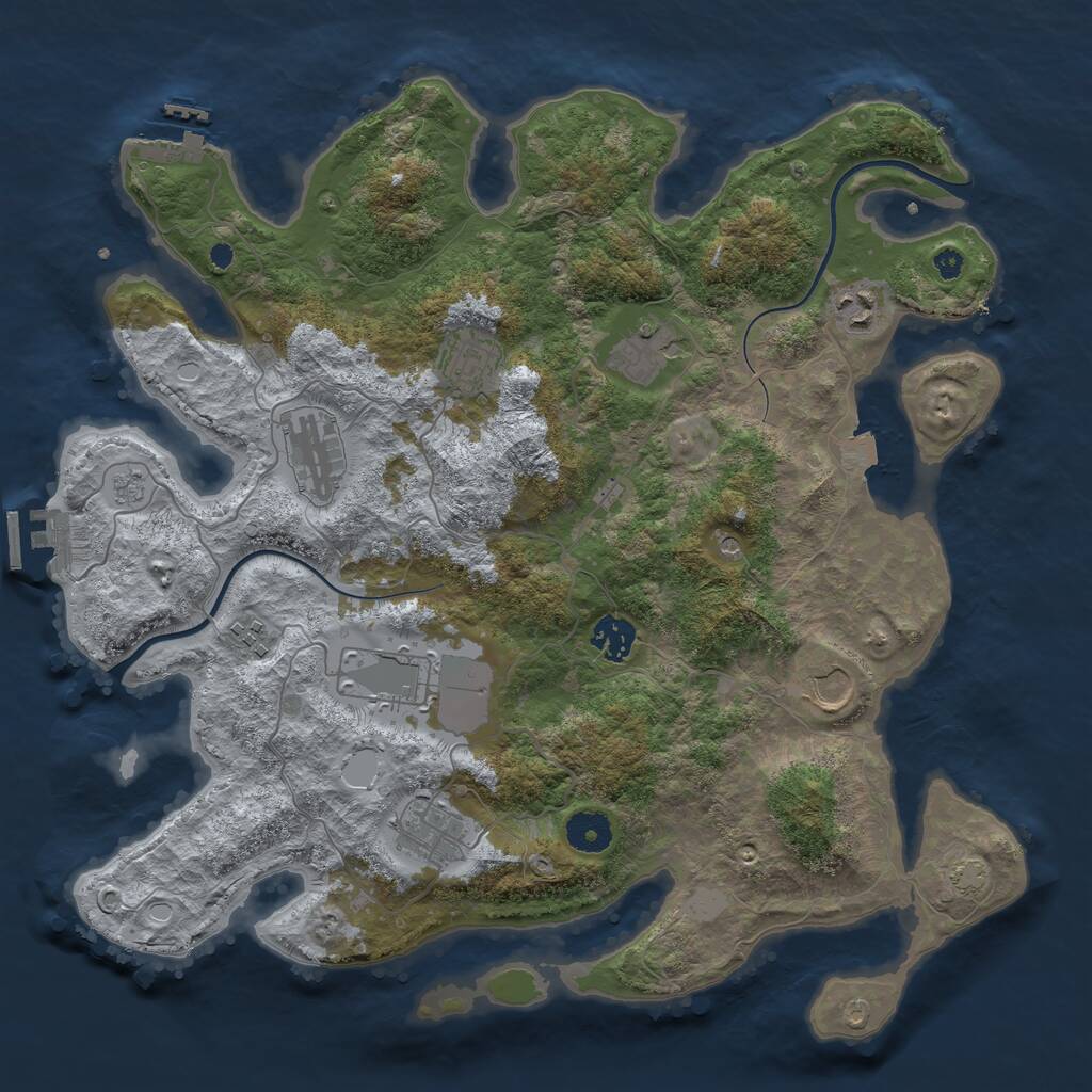 Rust Map: Procedural Map, Size: 3750, Seed: 1290833222, 15 Monuments