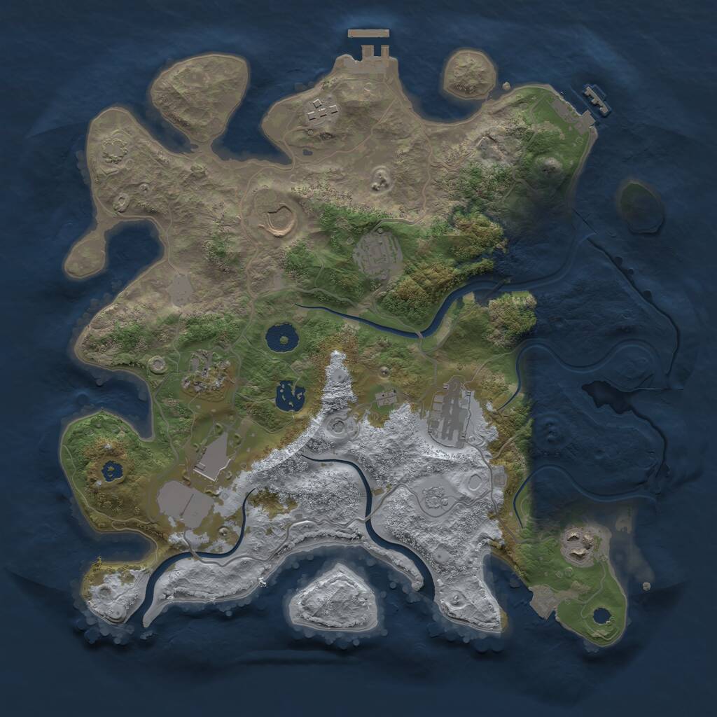 Rust Map: Procedural Map, Size: 3500, Seed: 1464533053, 14 Monuments