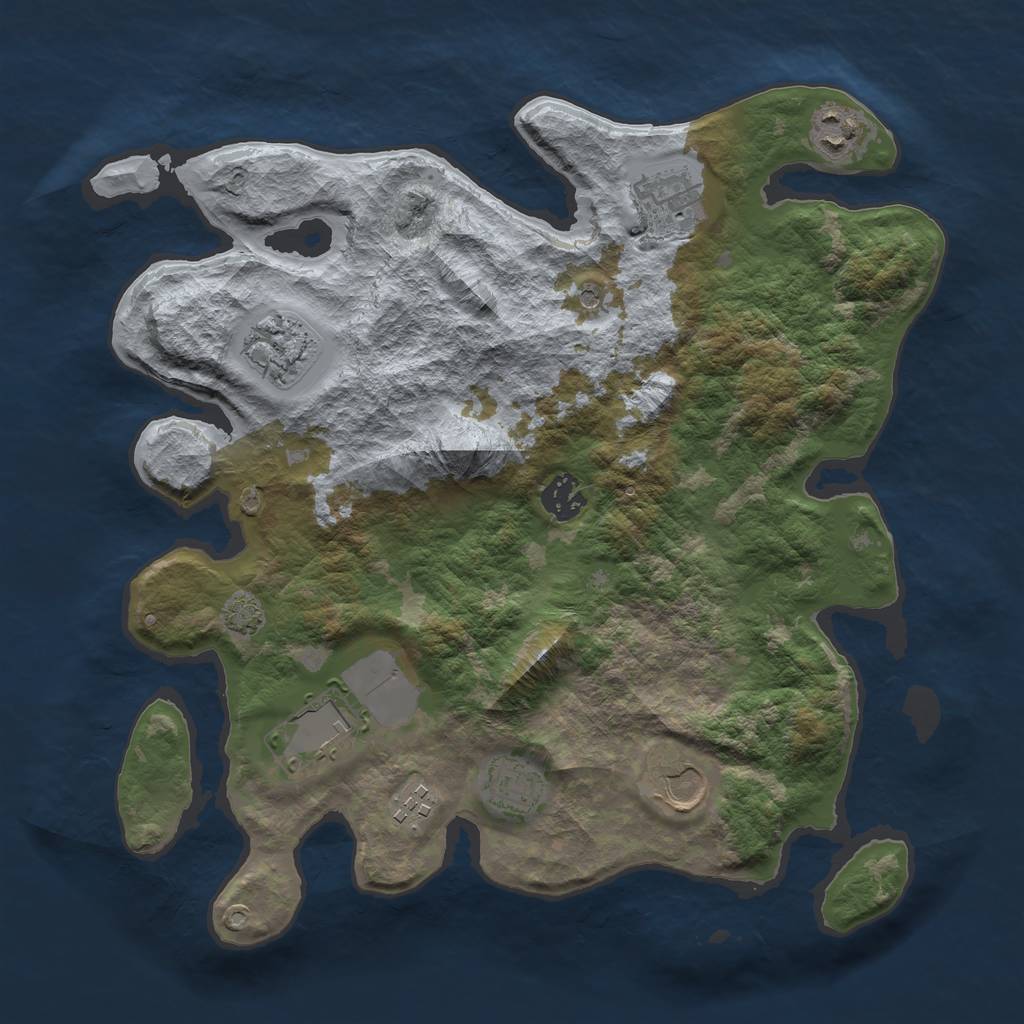 Rust Map: Barren, Size: 3500, Seed: 75, 12 Monuments
