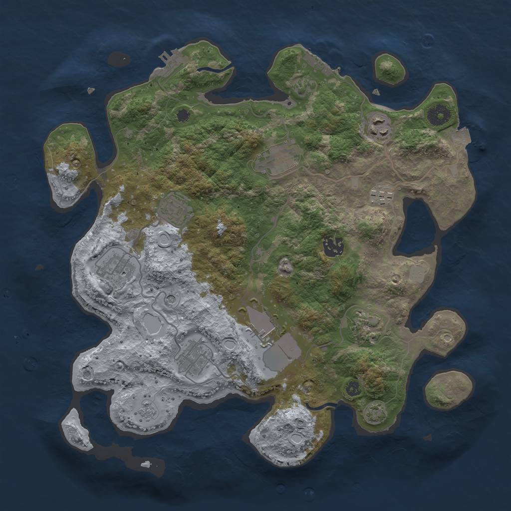 Rust Map: Procedural Map, Size: 3500, Seed: 13437, 17 Monuments