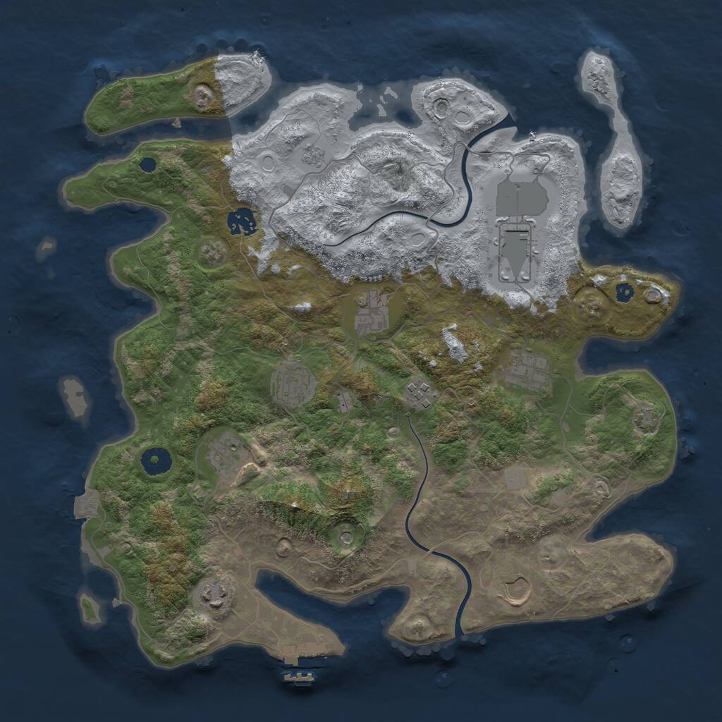 Rust Map: Procedural Map, Size: 3750, Seed: 1450453688, 14 Monuments