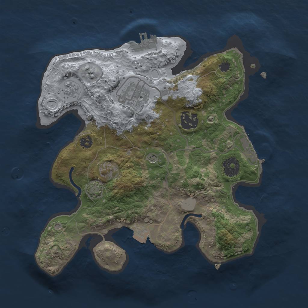 Rust Map: Procedural Map, Size: 2500, Seed: 40718213, 10 Monuments