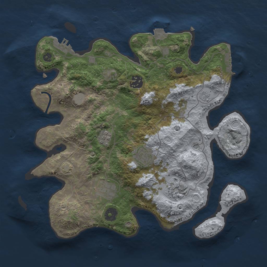 Rust Map: Procedural Map, Size: 3000, Seed: 5048691, 13 Monuments