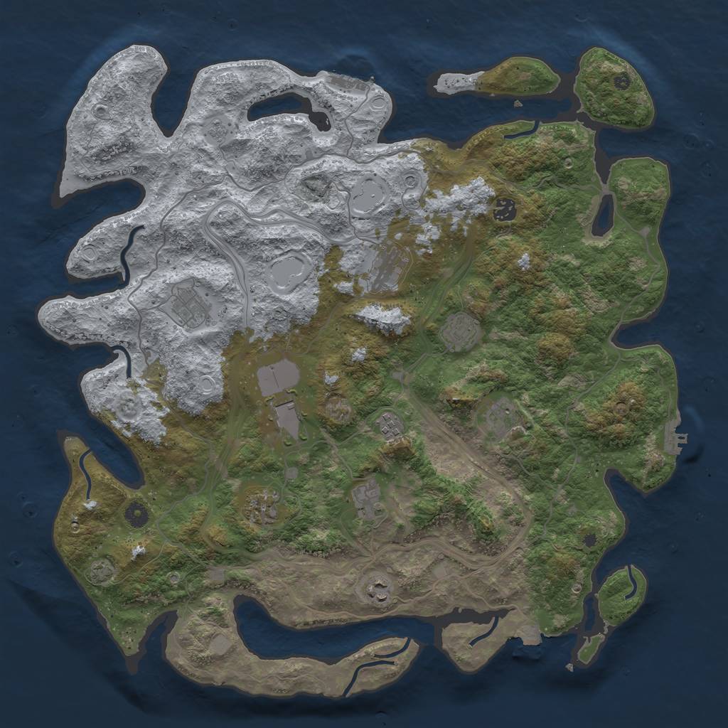 Rust Map: Procedural Map, Size: 4500, Seed: 398322942, 18 Monuments
