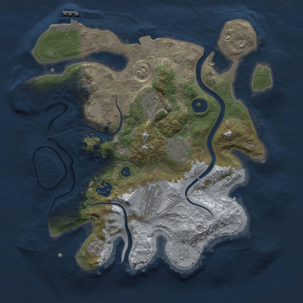 Rust Map: Procedural Map, Size: 3000, Seed: 2098970585, 11 Monuments