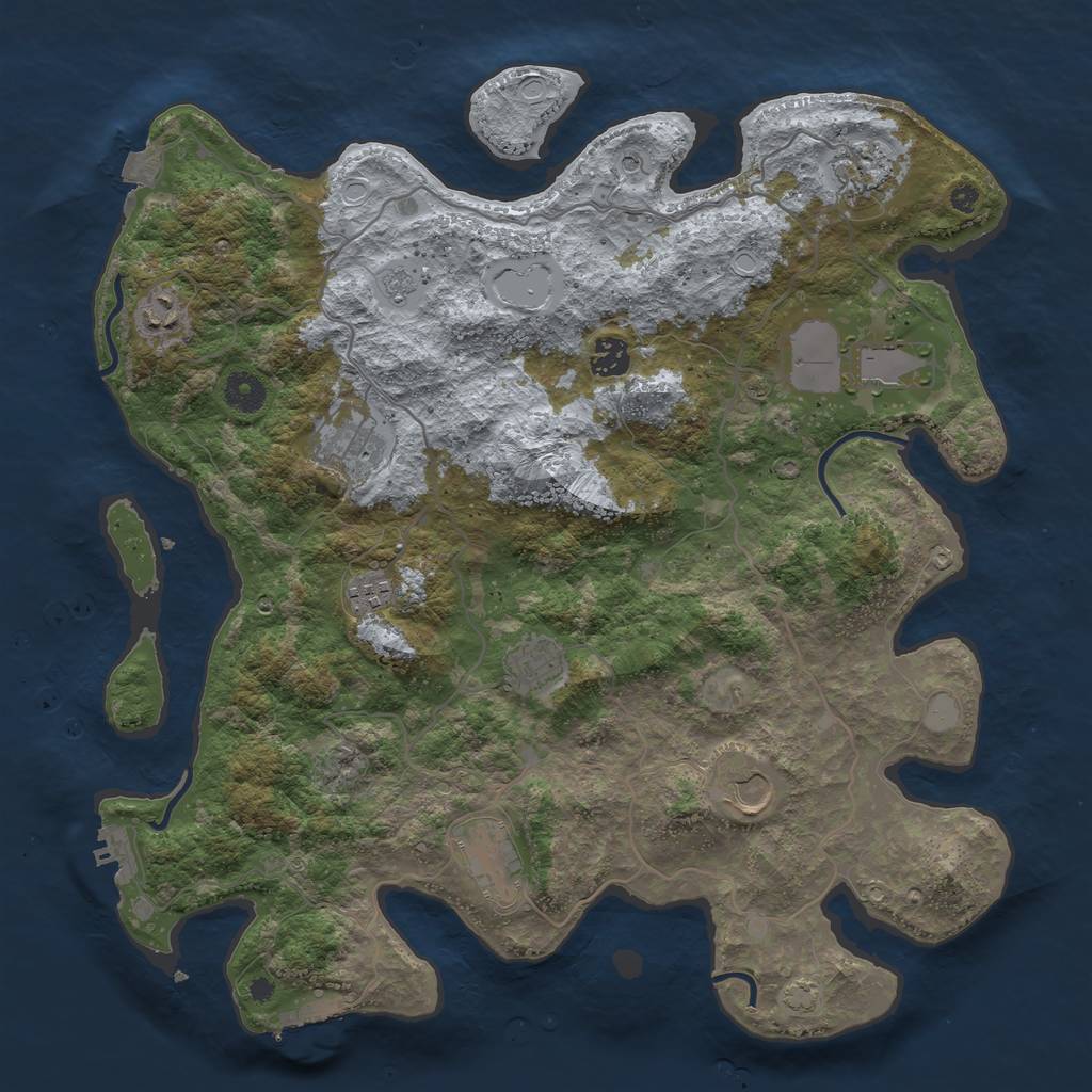 Rust Map: Procedural Map, Size: 4000, Seed: 2049228848, 17 Monuments