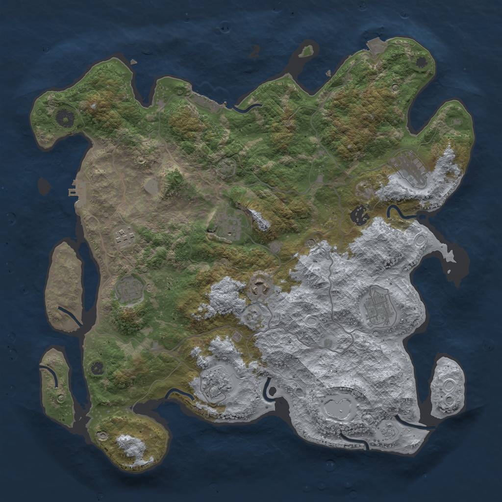 Rust Map: Procedural Map, Size: 4000, Seed: 69760211, 16 Monuments