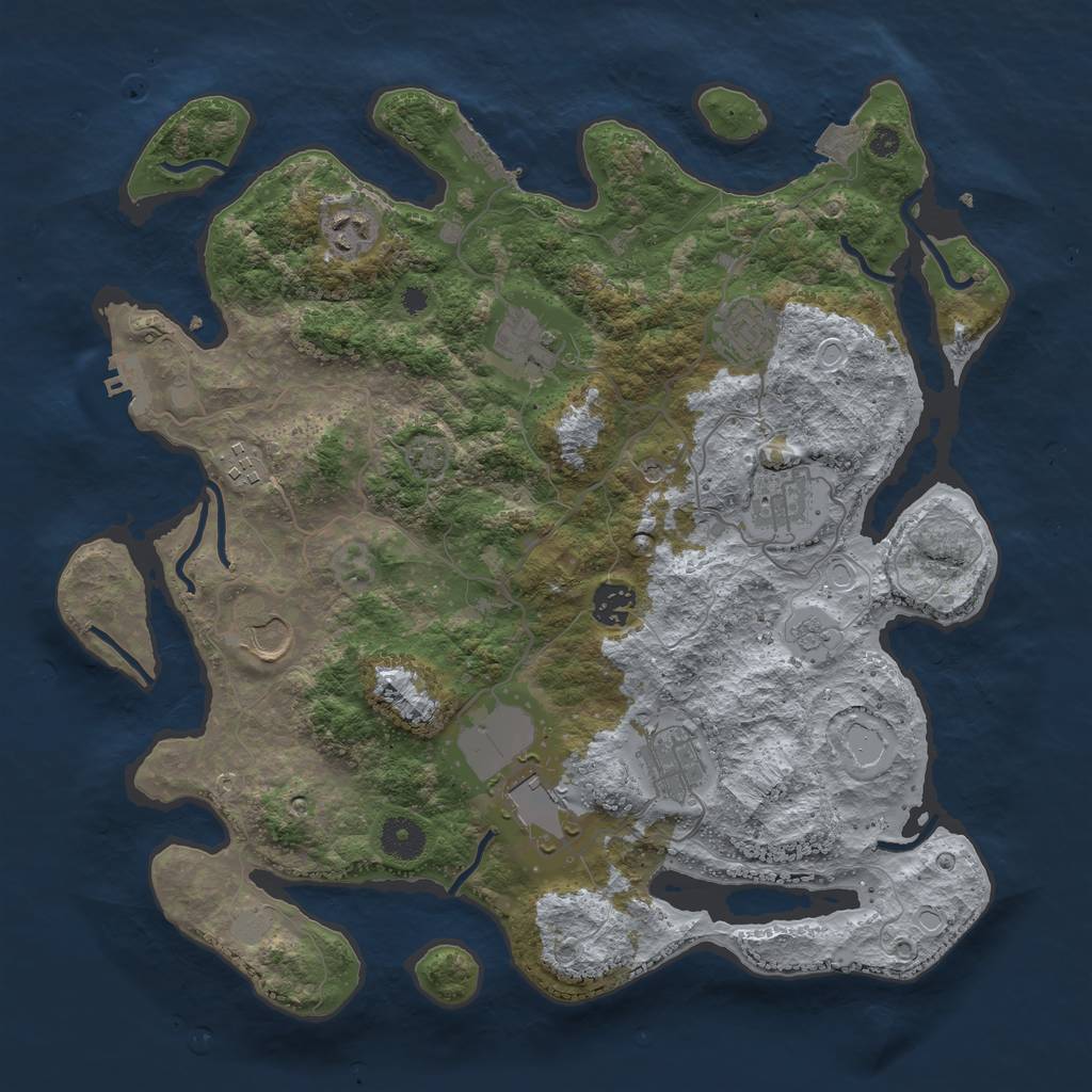 Rust Map: Procedural Map, Size: 3750, Seed: 1402686512, 17 Monuments