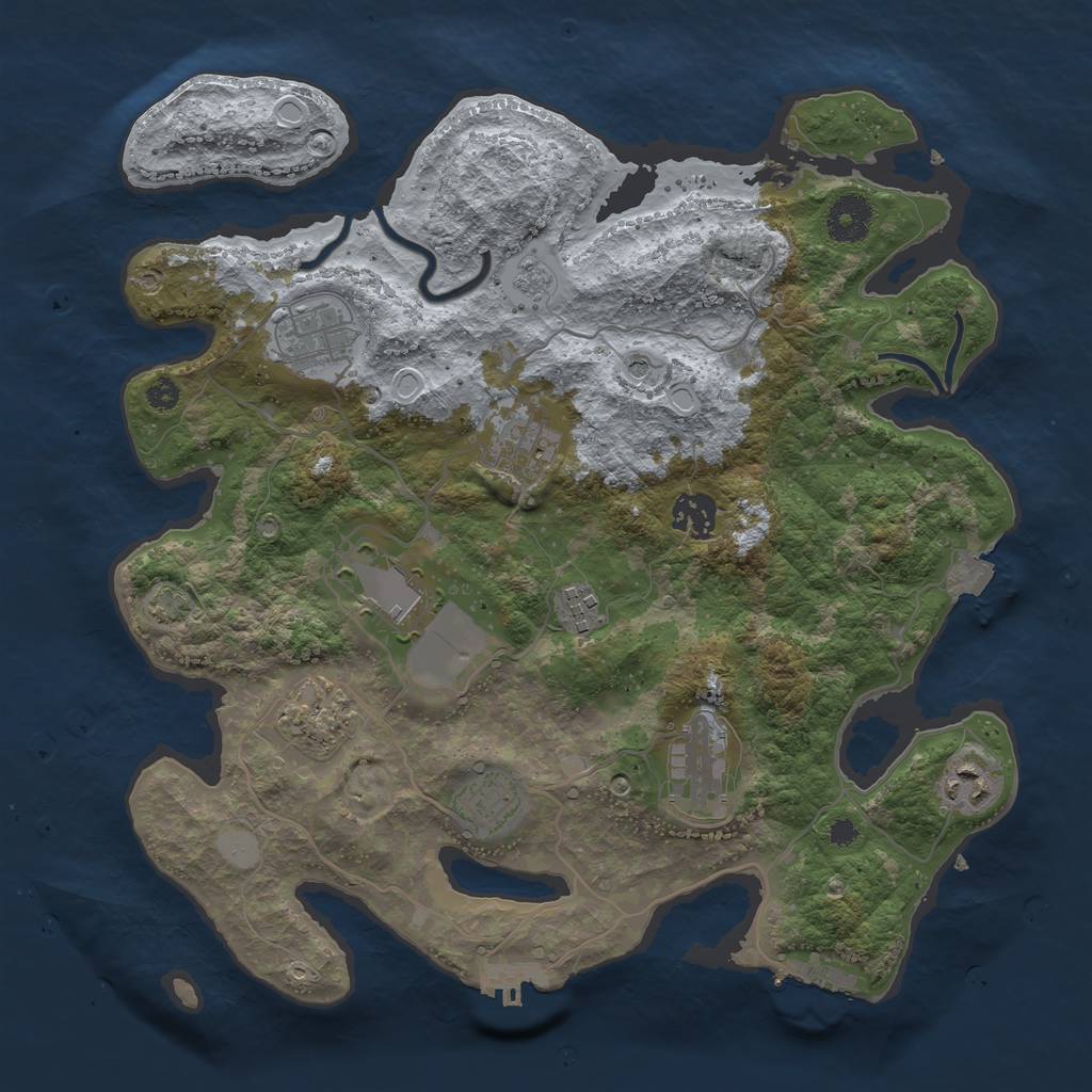 Rust Map: Procedural Map, Size: 3500, Seed: 978345799, 17 Monuments