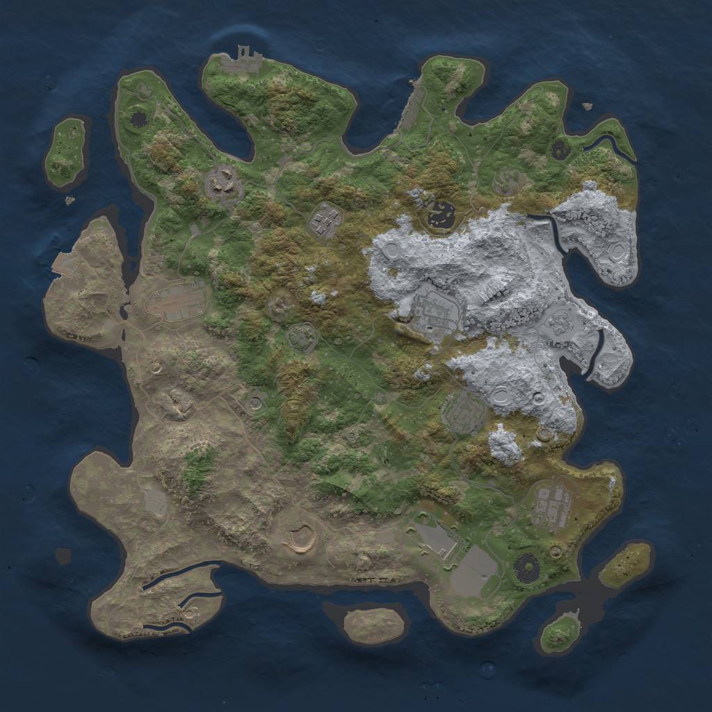 Rust Map: Procedural Map, Size: 3800, Seed: 336699, 17 Monuments