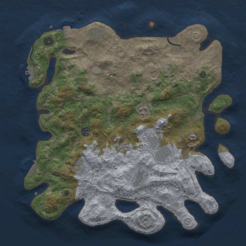 Rust Map: Procedural Map, Size: 4000, Seed: 996255, 16 Monuments