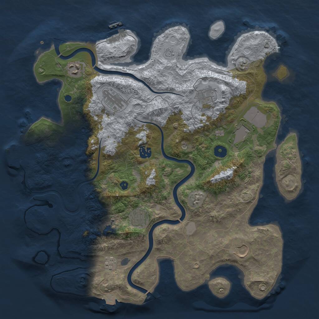 Rust Map: Procedural Map, Size: 3800, Seed: 273463710, 14 Monuments