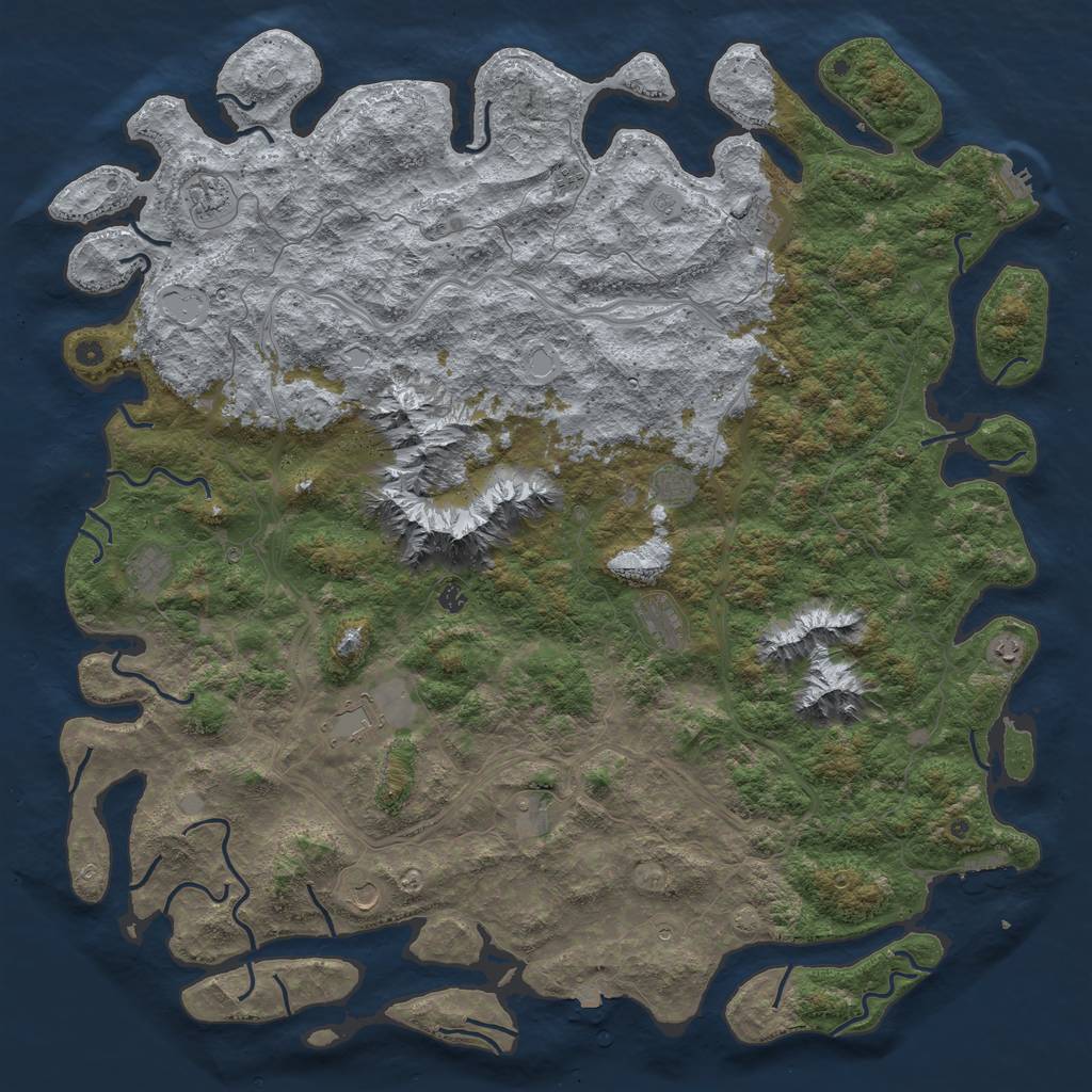 Rust Map: Procedural Map, Size: 6000, Seed: 3477874, 19 Monuments