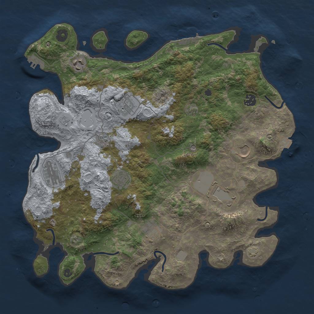 Rust Map: Procedural Map, Size: 3800, Seed: 206580896, 17 Monuments