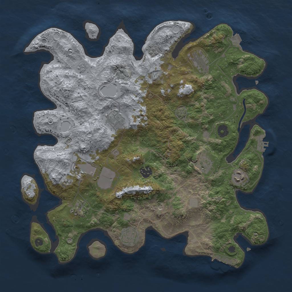 Rust Map: Procedural Map, Size: 3692, Seed: 1389249023, 17 Monuments