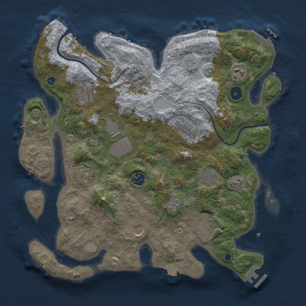 Rust Map: Procedural Map, Size: 3700, Seed: 421, 15 Monuments
