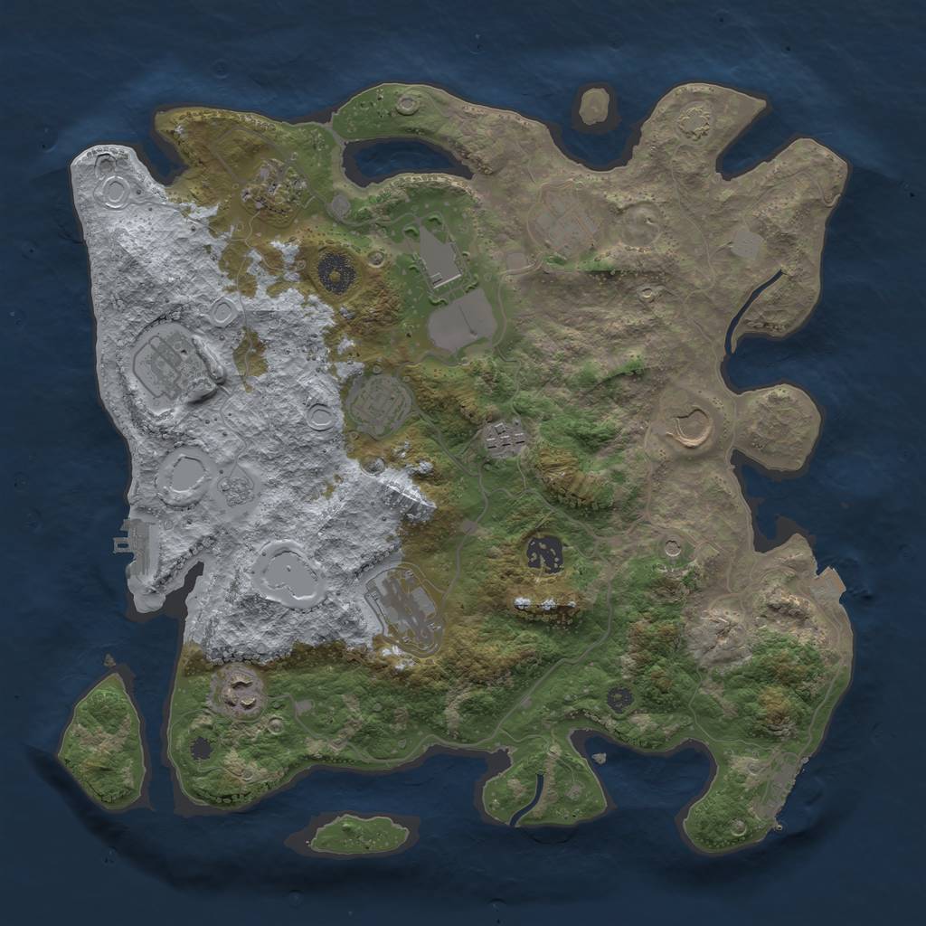 Rust Map: Procedural Map, Size: 3600, Seed: 78030896, 18 Monuments