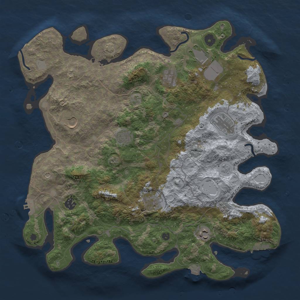 Rust Map: Procedural Map, Size: 4000, Seed: 946445973, 17 Monuments