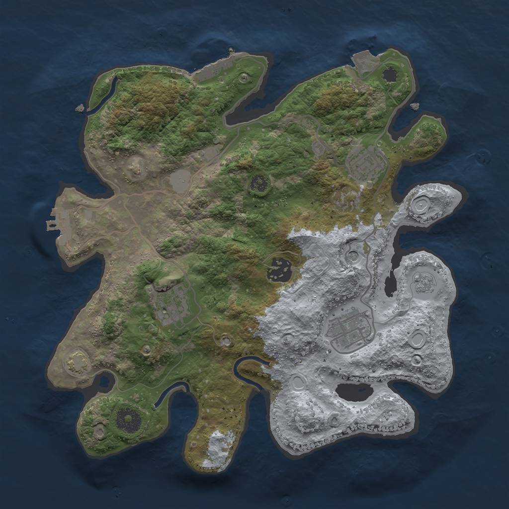 Rust Map: Procedural Map, Size: 3000, Seed: 701219286, 12 Monuments