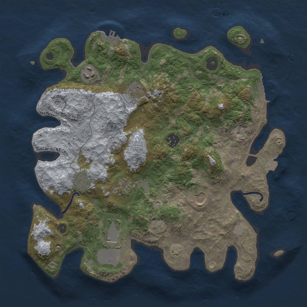 Rust Map: Procedural Map, Size: 3500, Seed: 1323807866, 15 Monuments