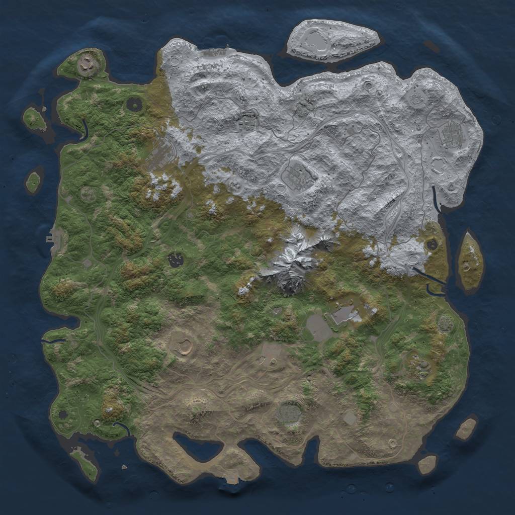 Rust Map: Procedural Map, Size: 5000, Seed: 9876153, 19 Monuments