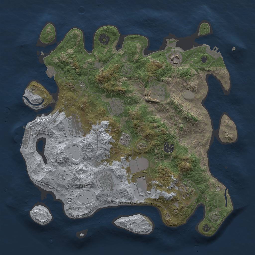 Rust Map: Procedural Map, Size: 3500, Seed: 36870177, 17 Monuments