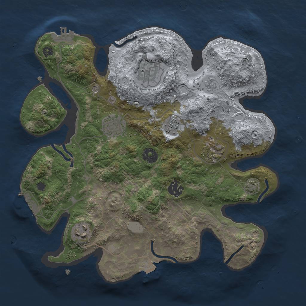 Rust Map: Procedural Map, Size: 3000, Seed: 1665201650, 14 Monuments