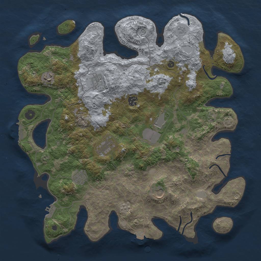 Rust Map: Procedural Map, Size: 4000, Seed: 1157136848, 16 Monuments