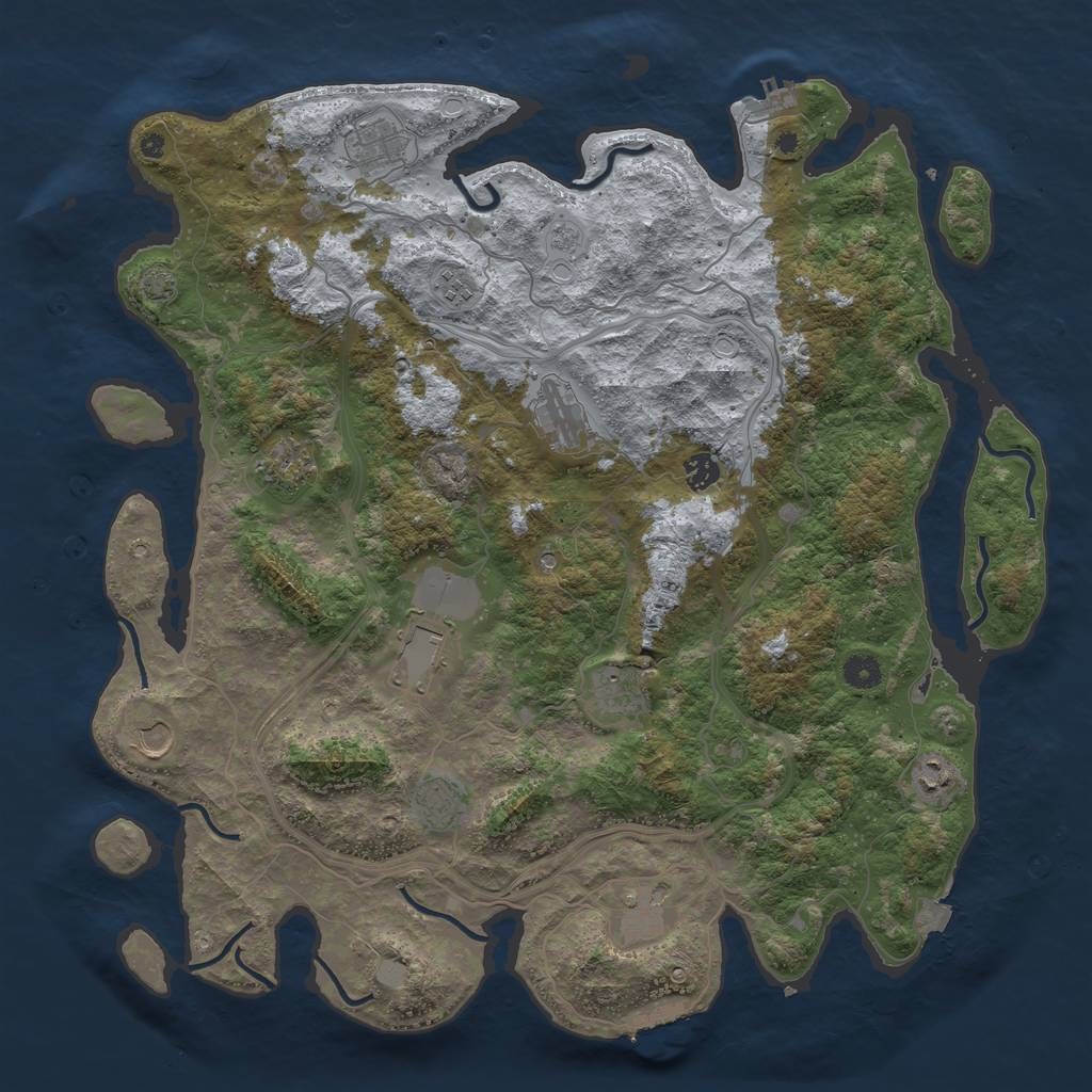 Rust Map: Procedural Map, Size: 4500, Seed: 1841971970, 19 Monuments