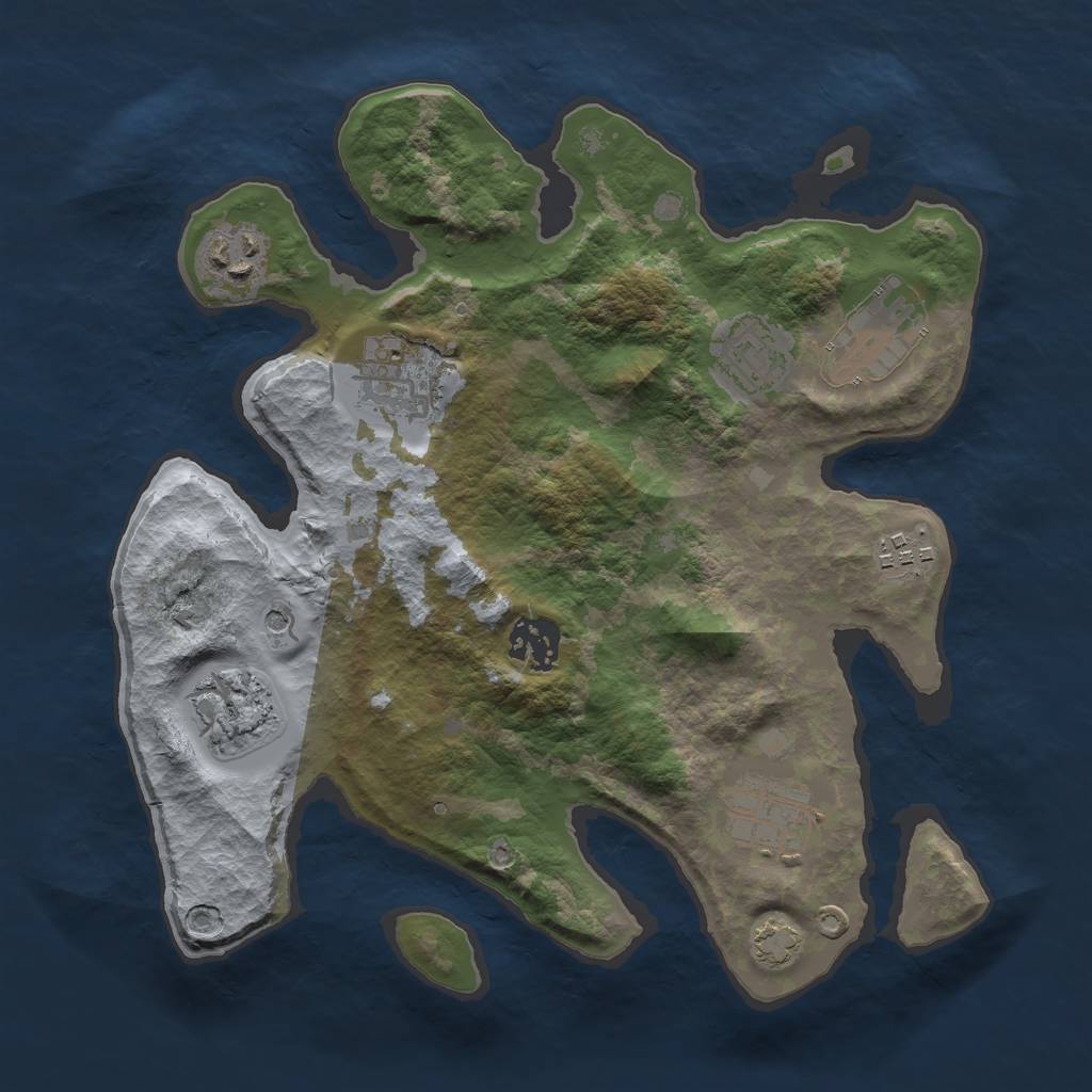 Rust Map: Barren, Size: 3000, Seed: 1864273, 12 Monuments