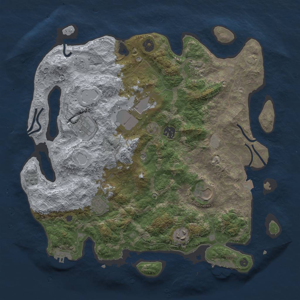 Rust Map: Procedural Map, Size: 3750, Seed: 8524730, 16 Monuments