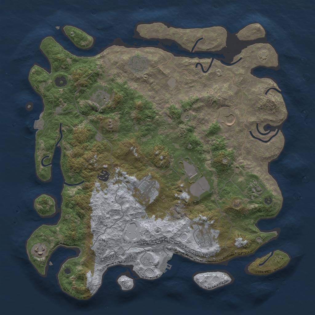 Rust Map: Procedural Map, Size: 4096, Seed: 7474, 17 Monuments