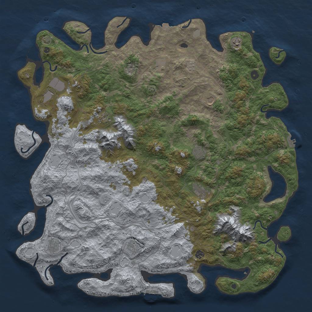 Rust Map: Procedural Map, Size: 5500, Seed: 7258252, 19 Monuments